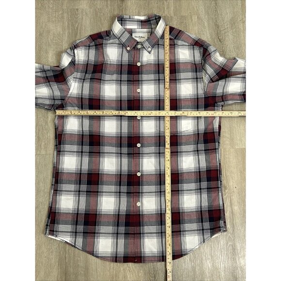 Goodfellow & Co Men’s Medium Red Black‎ Plaid Tartan Flannel Shirt - Picture 6 of 8